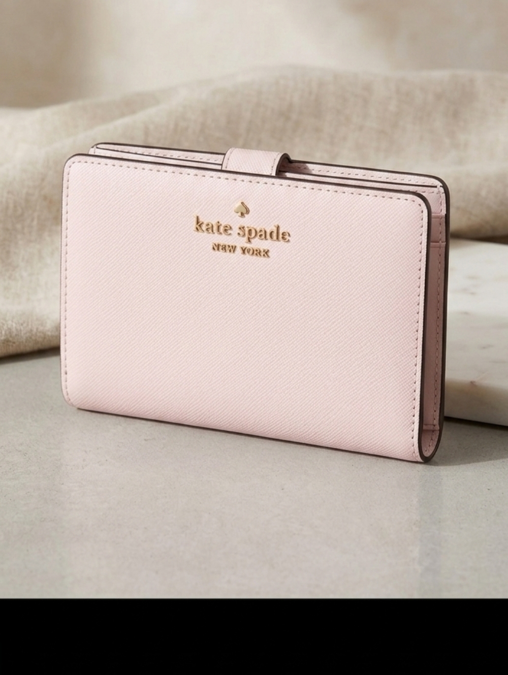 Kate Spade Staci Large Slim Bifold Wallet Pink Saffiano Leather ID Window NWT - Picture 2 of 15